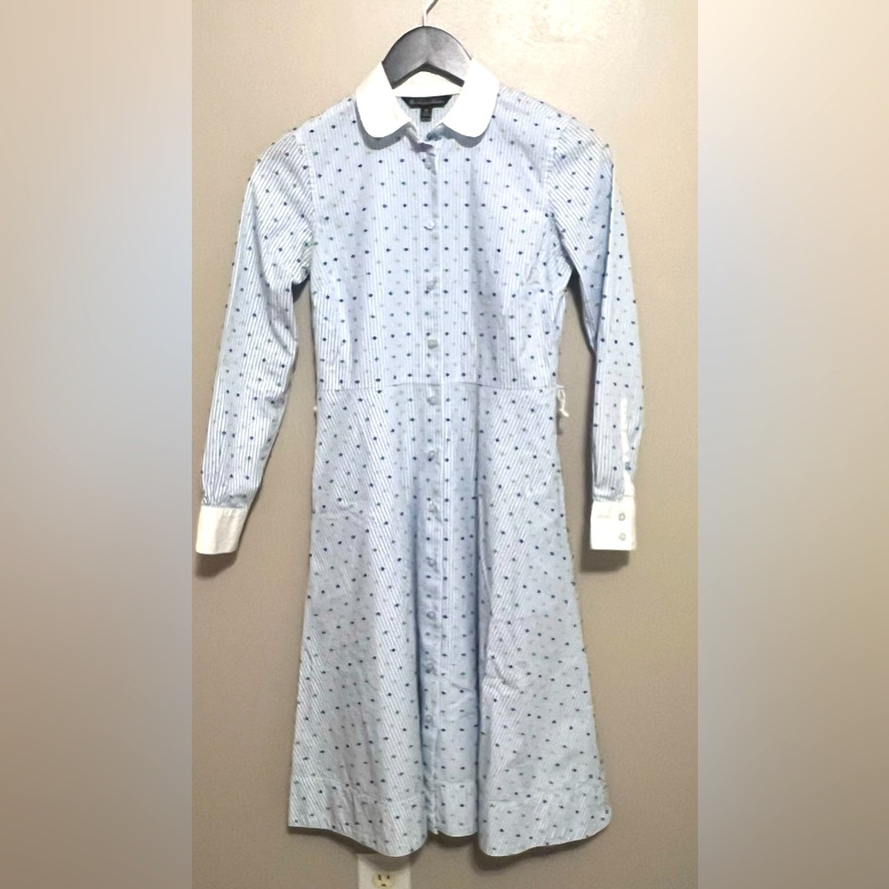 Brooks Brothers Clip-Dot Supima Cotton Dobby Shirt Dress-no belt- Size 0 Petite